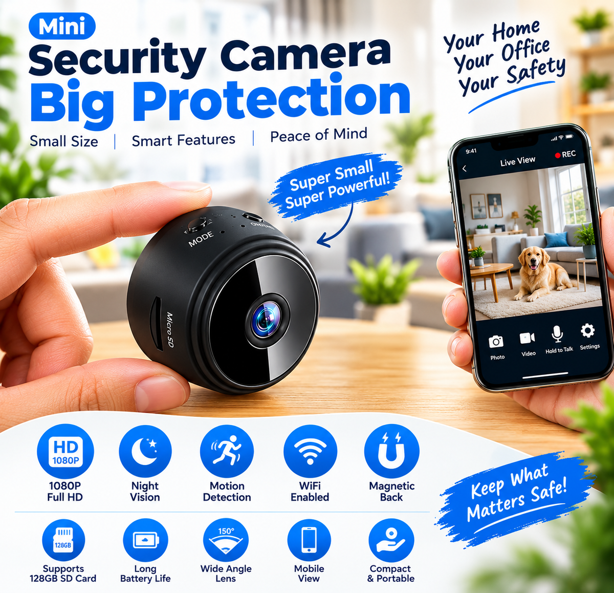 Mini WiFi Magnetic HD Security Camera